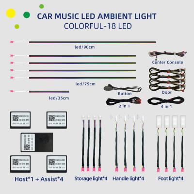 China Universal Car Strip Light 18 in-1 128 RGB Symphony Interior Decorative Colorful Car LED 