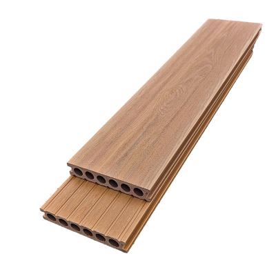 China Longan Pattern Anti Rotten Co Extrusion WPC Decking Flooring 140*23mm for sale