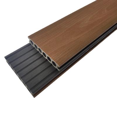 China Teca No. 2 Decoración exterior Co Extrusionado WPC suelo Decking resistencia a las hendiduras en venta