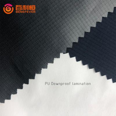 China Polyesterf T400 semi-dull PU lamination waterproof downproof 100% semi-dull fabric for light down jacket for sale