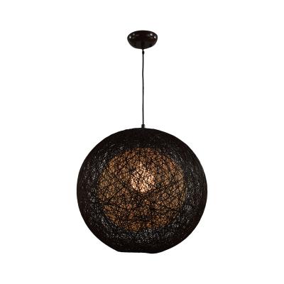 China Most Popular Home Hotel Restaurant Decoration Vintage Twine Rope Hanging Ball Light Pendant Lamp for sale