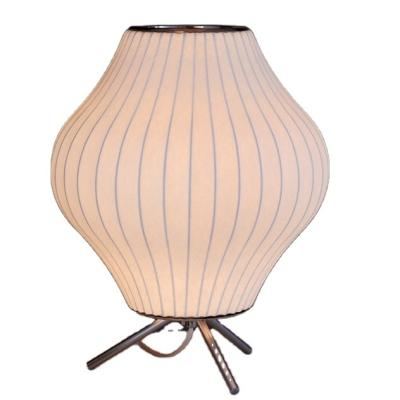 China Wholesale Factory Price Contemporary Base Faux Silk Fabric Retro Shade Table Light Silk lamp Bubble lamp for sale