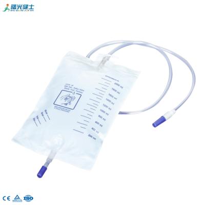 China High Quality Medical 2000ml Plastic Sterile Urine Collection Drainage Bag For Adult for sale