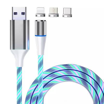 China Magnetic Fast Charging MP3/MP4 Player USB Cable Flowing Lightweight Phone Accessories Cable USB Led Luminous Micro Lighting Data Cable for sale