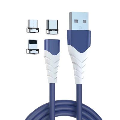 China Hot wholesale 3 in 1 MP3/MP4 Player Mobile Phone Magnetic Data Line Magnetic USB Charging Cable Data Sync Charger Cable USB Fast Charging Cable for sale