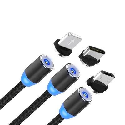 China Wholesale MP3/MP4 Player Wholesale Usb Fast Charging Data Cable Led Lighting 3 In 1 Magnetic USB Charging Cable for sale