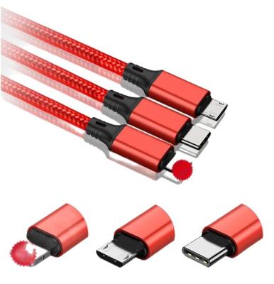 China MP3/MP4 Player 3 in 1 USB Cable Applicable to Type-C Charging Cable Gift General USB Data IOS Android Multi Head Cable for sale