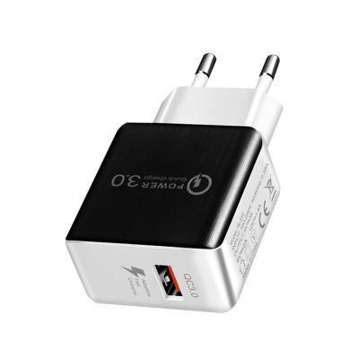 China 18W Cell Phone Fast Charging EU Plug Us Simple QC3.0 USB Mobile Wall Travel Charger Adapter for sale