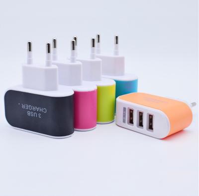 China US USB Charger Multi Color 3port Mobile Phone Euro Candy Port 5V1A Plug Mobile Phone Wall Charger for sale