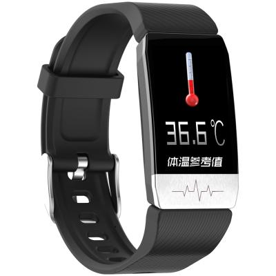 China Touch Screen Low Price Body Temperature Monitor Band Waterproof Smart Watch ECG IP67 Smartwatch T1 for sale