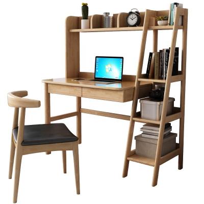 China Home Small Solid Wood Office Home Office Storage Cabinet Comput Desk and Stable Nordic Bookcase Integrated Chair Set with Shelf for sale