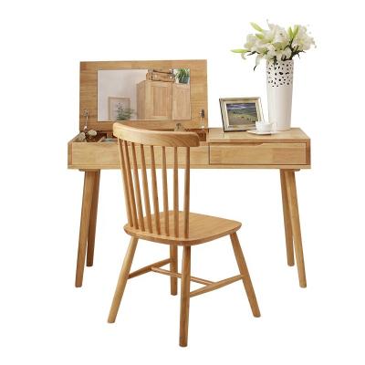 China Factory direct sale fashionable Nordic modern simple solid wood bedroom dressing table chair makeup table set with mirror for sale