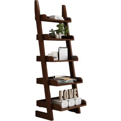 China Fashionable Shelving Widely Used Solid Rubber Wood Wall Book Shelves Modern Wooden Bookcases for sale