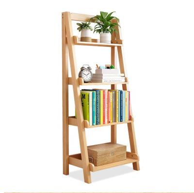 China Stable Multi-Storey Children Shelving Nordic Simple Trapezoid Modern Living Room Bookcases Wooden Floor Clapboard Shelf for sale