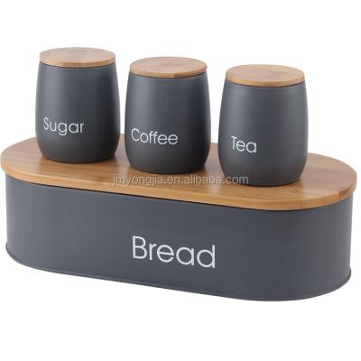 China Sustainable New Design Loaf Display Box And Higher Body Canister Set With Bamboo Lid for sale