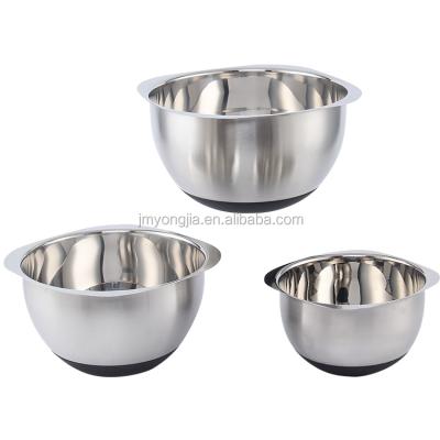 China Viable wide-rimmed stainless steel salad bowl with silicone bottom for sale