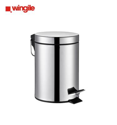 China Viable Factory Price BSCI Certification Recyclable Pedal Bin Round Stainless Steel Matt Finished 3L/5L/12L/20L/30L for sale