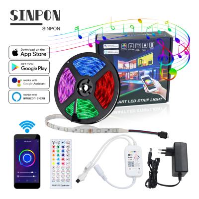 China Theme Park Amazon Alexa Google Home Tuya Wifi Ip65 Luces Neon Accessible Waterproof Flexible 5050 2835 RGB Kits Led Strip Lights for sale