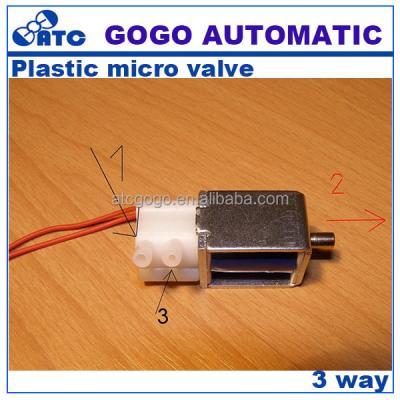 China Plastic Micro DC6v, 12V, 24V Plastic Solenoid Valve 3 Port 2mm Solenoid Valve for sale