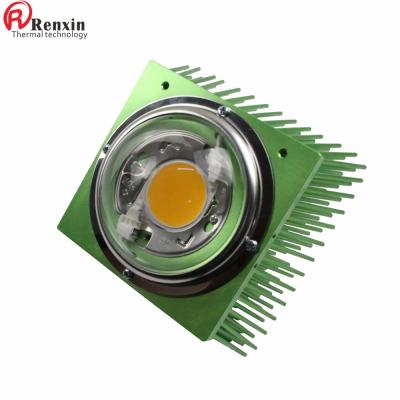 China LED Heatsink Aluminum Heatsink Flared Green Square Pin Heatsink 125mm Led Heatsink For 100W LED Grow Lights for sale