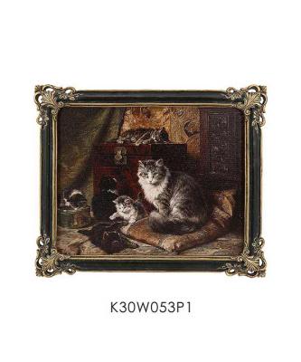 China Traditional CAT and KITTEN WALL DECORATION PLATE RESIN FRAME STAIR WAY LIVING ROOM ANIMAL PAINTING DECOR for sale