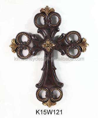 China Europe Wood Like Wall Cross Mount For Naval Ship And Home Decor In Rustic Wood Finish Made Of Resin for sale