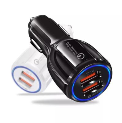 China Amazon Success Fast Mobile Phone Adapter Dual USB Car Charger qc3.0 18W USB Charging Charger for sale