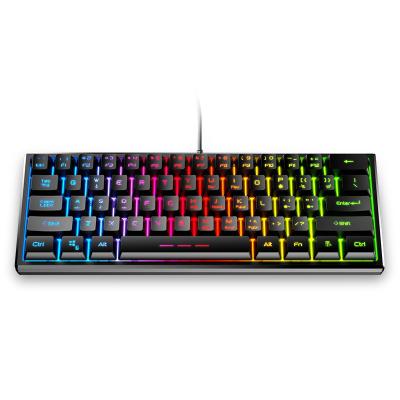 China Anti-ghosting True Feel 61 Keys Mechanical Keyboard Rainbow Colors External USB Cable Luminous Keyboard Convenient and Compact for sale