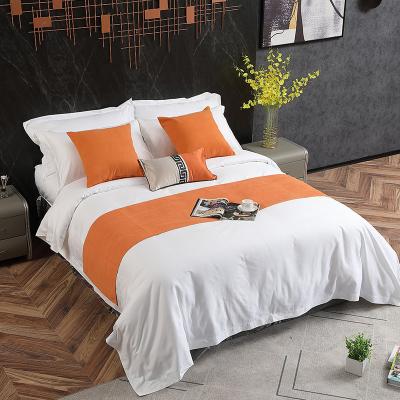 China 300T Hotel Bed Sheets Five Star Style Luxury Bed Sheet 100% Cotton White Hotel Bedding Sets for sale