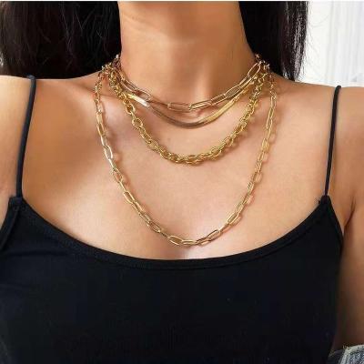 China BOHEMIA Personalized Cuban Link Chain Gold Plated Jewelry Women Chunky Choker Necklace Jewelries Gold Chain for sale