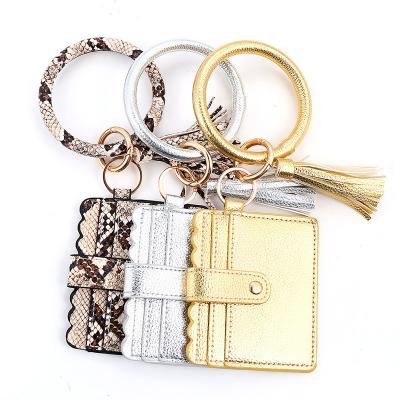 China Hot Card Purse Leather Coin Bag Leopard Bracelet Key Chain Amazon Selling Key Chain for sale