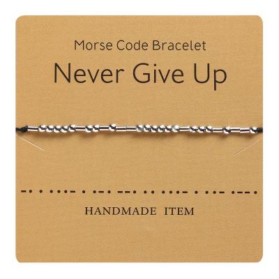 China Vintage Morse Code Bracelet Never Give Up Beads On Silk Rope Friendship Bracelet Gift For Her for sale