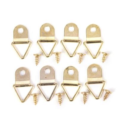 China Retail Industry Picture Hangers Triangle Picture Picture Frame Wall Mount Hanger Ring Iron Gold Brass Hook 100Pc/lot for sale