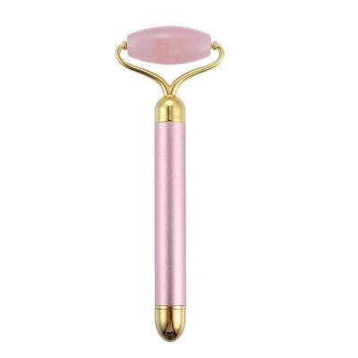 China 2019 New Product Gold Rechargeable Jade Stone Facial Rollers Beauty Bar Vibration Massage for sale