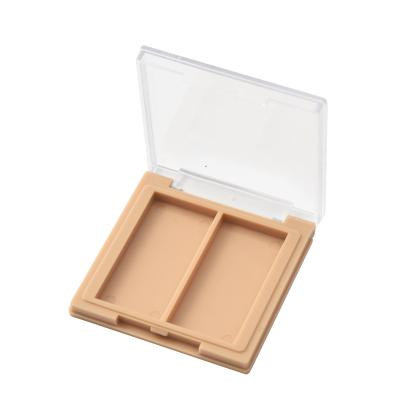 China Recycled Materials Small transparent orange plastic compact empty eyeshadow container case for sale