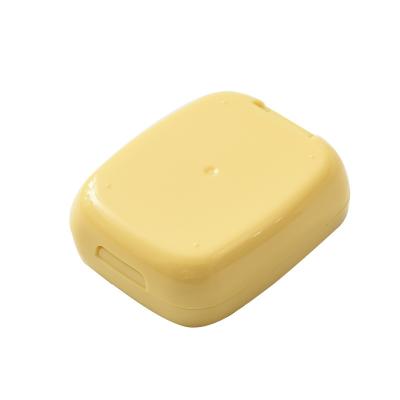 China Recycled Materials Portable small light yellow plastic makeup powder box with mirror for sale