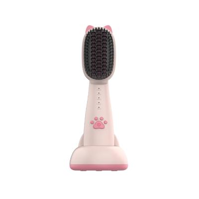 China New Products Battery Powered Hot Arrival Negative Ion Brush Hair Straightener Electric Dryer Comb for sale