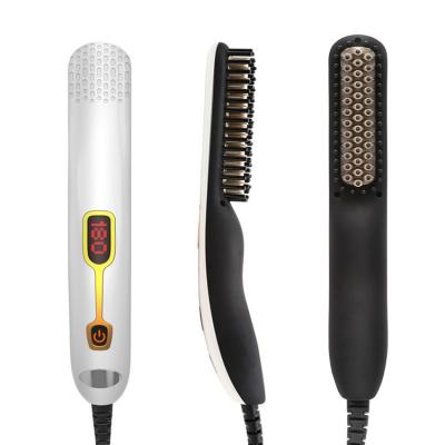 China Compact Hot Selling Professional Beard Straightening Brush Electric Men's Hair Straightening Brush for sale