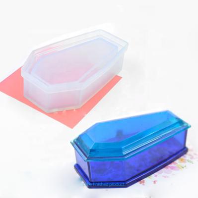 China Gothic Resin Art Supplies Silicone Mold Viable Silicone Mold Storage Box Trinket Coffin Halloween Container Mold For Resin Making for sale