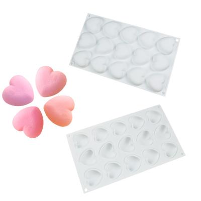 China 15 even mold heart-shaped cake silicone mousse cake baking mold viable DIY dessert cake mold factory direct for sale