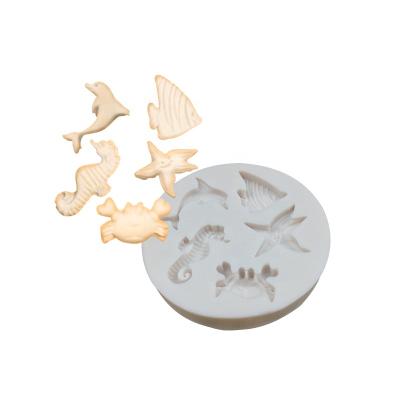 China DIY Marine Theme Conch Shell Starfish Chocolate Silicone Viable Mold Fondant Baking Tools for sale