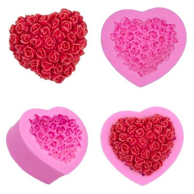 China Viable Love Rose Liquid Fondant Silicone Mold Handmade Soap Cake Mold DIY Chocolate Silicone Mold for sale