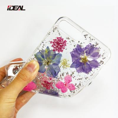 China Real Genuine TPU+Dried Flowers Mobile Phone Case Handmade Dry Flower TPU Phone Case For iPhone X for sale