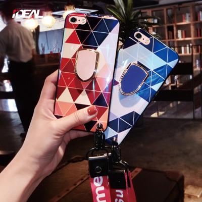 China New Fashion Anti-scratch Blue Light Rhombus IMD Mobile Phone Back Cover Case For iPhone X 8 7 6 Plus for sale