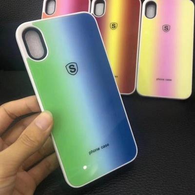 China Shockproof Colorful Aurora Gradient Tempered Glass Phone Case For iPhone XS MAX Anti-scratch Back Cover for sale