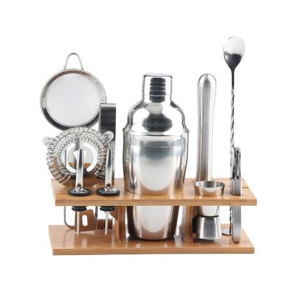 China Mixology Casual Bartender Tool Kit 11 Pieces Stainless Steel Cocktail Shaker Mixer Set Bar Tool Barware Set for sale