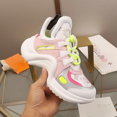 China Damping Dad family version V shoes girl autumn winter girl bow thick insLV high soles wet shoes leather lacing high top sports shoes for sale