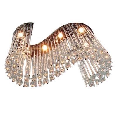 China Large Round Luxury Modern Indoor Ribbon Stairwell Staircase Lighting Crystal Chandeliers Pendant Lights for Hotel Lobby Staircase for sale