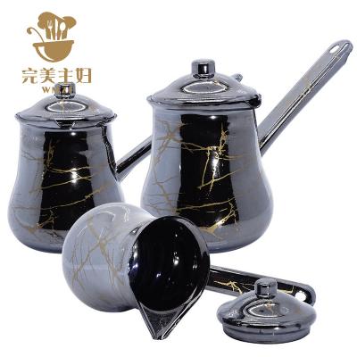 China Sustainable Factory marbling enamel Arabic large capacity Coffee pot kettleHome use for sale