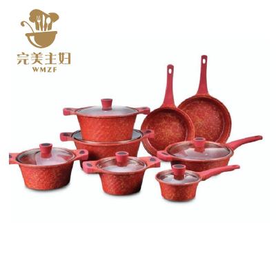 China Sustainable German style forged aluminum cookware set with non-stick coating and induction bottom. for sale